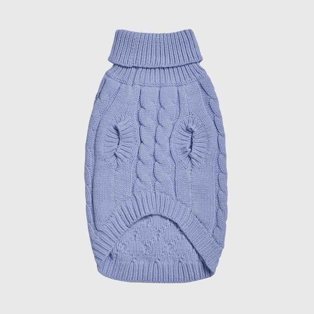 Cable Knit Dog Sweater - Blue - Image 4