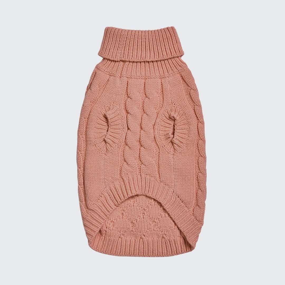Cable Knit Dog Sweater - Brown - Image 5