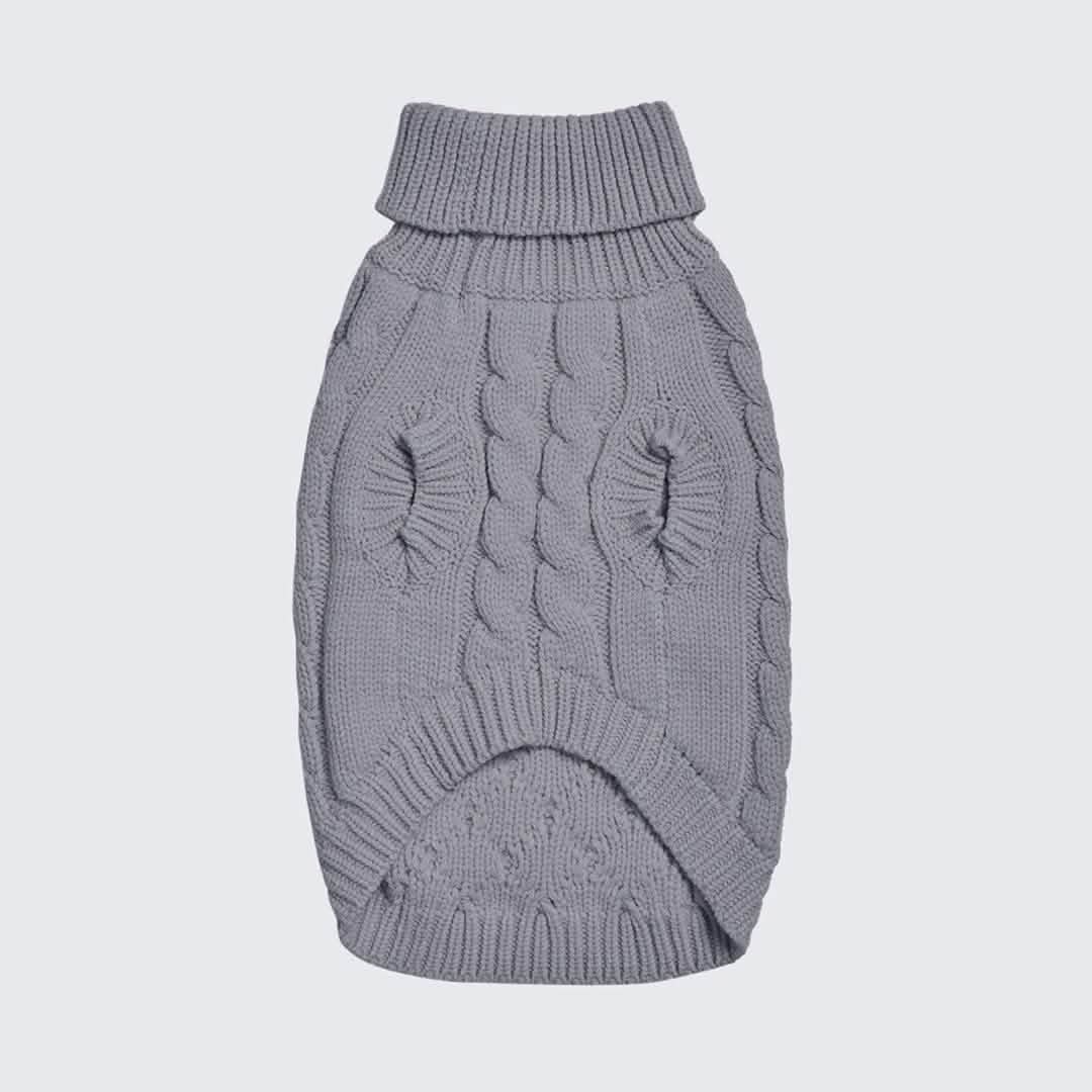 Cable Knit Dog Sweater - Grey - Image 5