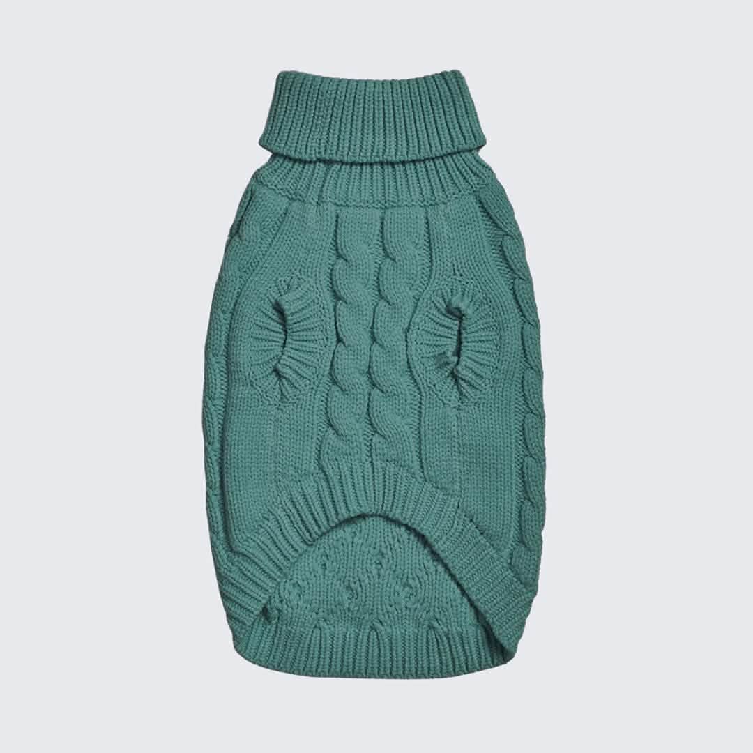 Cable Knit Dog Sweater - Pine Green - Image 7