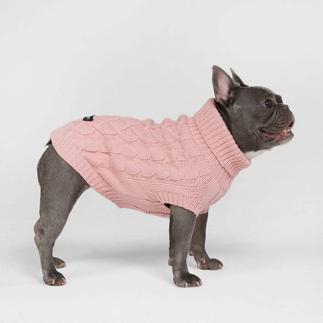 Cable Knit Dog Sweater - Pink - Image 6