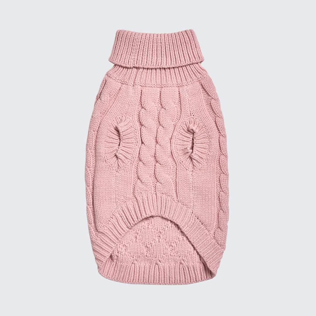 Cable Knit Dog Sweater - Pink - Image 7