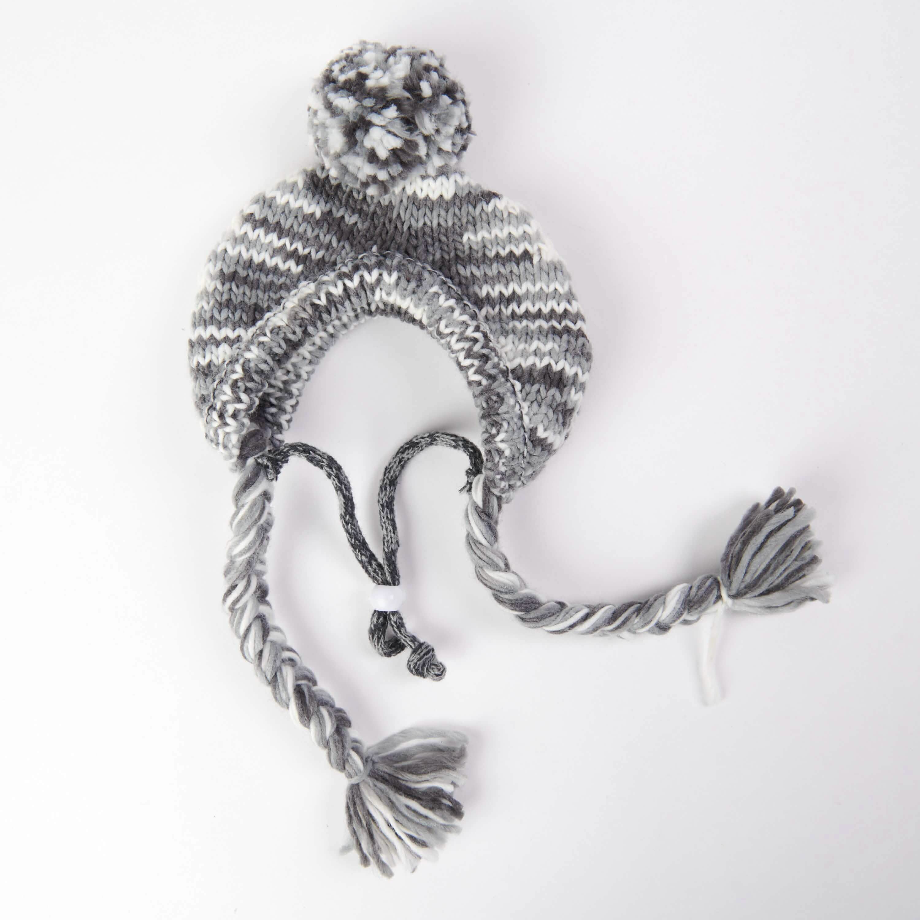 Knit Pom Pom Dog Beanie Hat - Salt and Pepper - Image 3