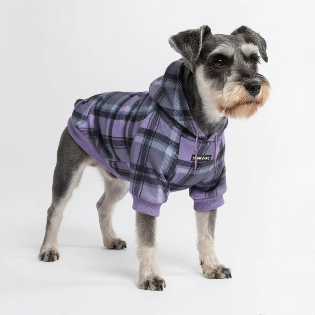 Purple Plaid Dog Hoodie - Image 3