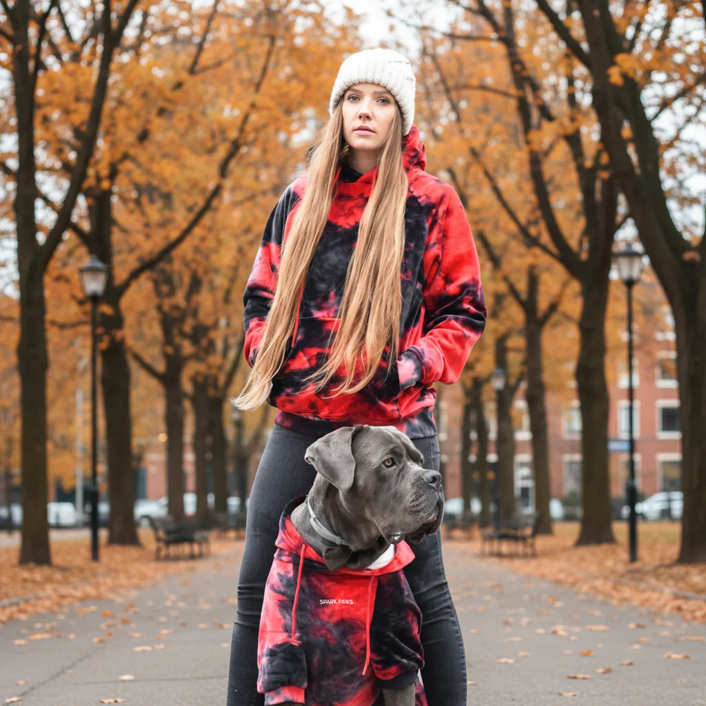 Velvet Dog Hoodie - Red & Black - Image 11