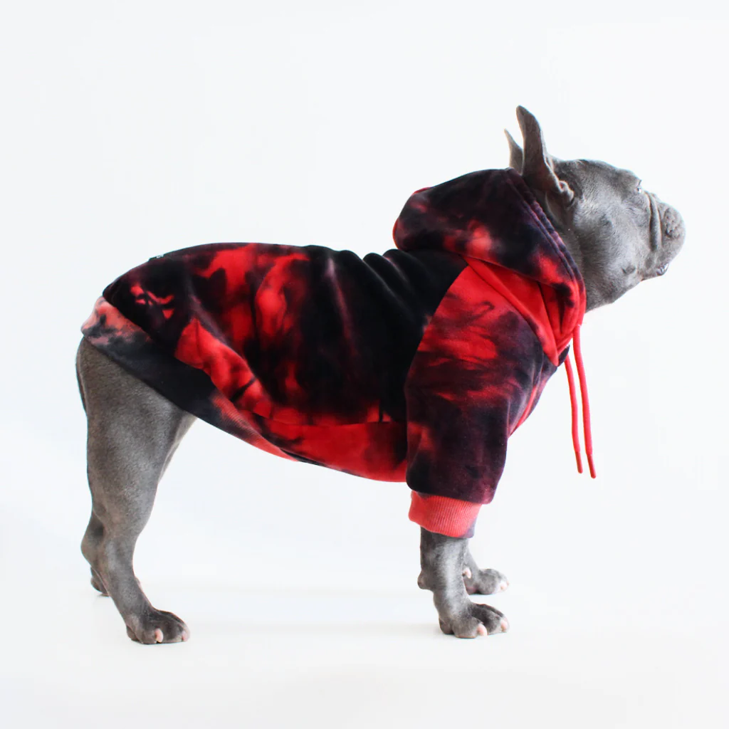 Velvet Dog Hoodie - Red & Black - Image 3