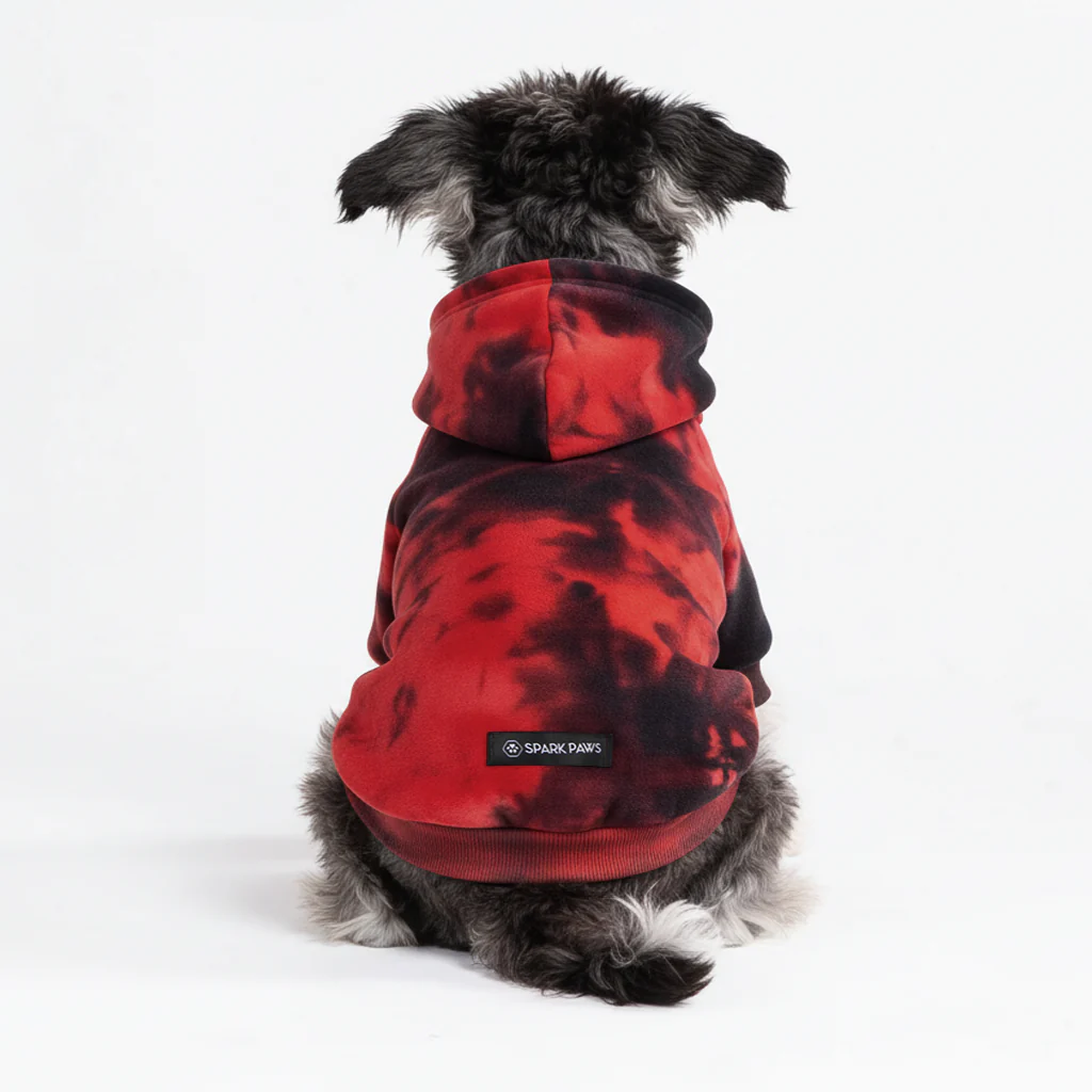 Velvet Dog Hoodie - Red & Black - Image 9